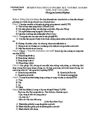 Đề kiểm tra chất lượng học kỳ I môn Ngữ văn Lớp 8 - Năm học 2018-2019 - Trường THCS Giao Tân (Có đáp án)